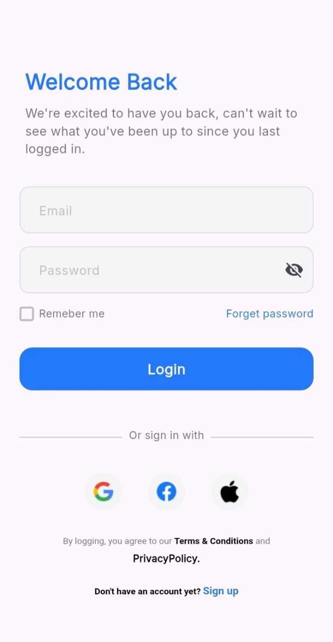 Login screen